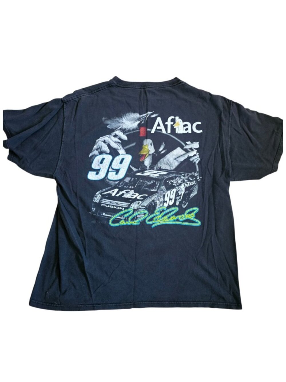 VTG Nascar Carl Edwards Tshirt Sz XL Faded Black Aflac 99 Small Hole